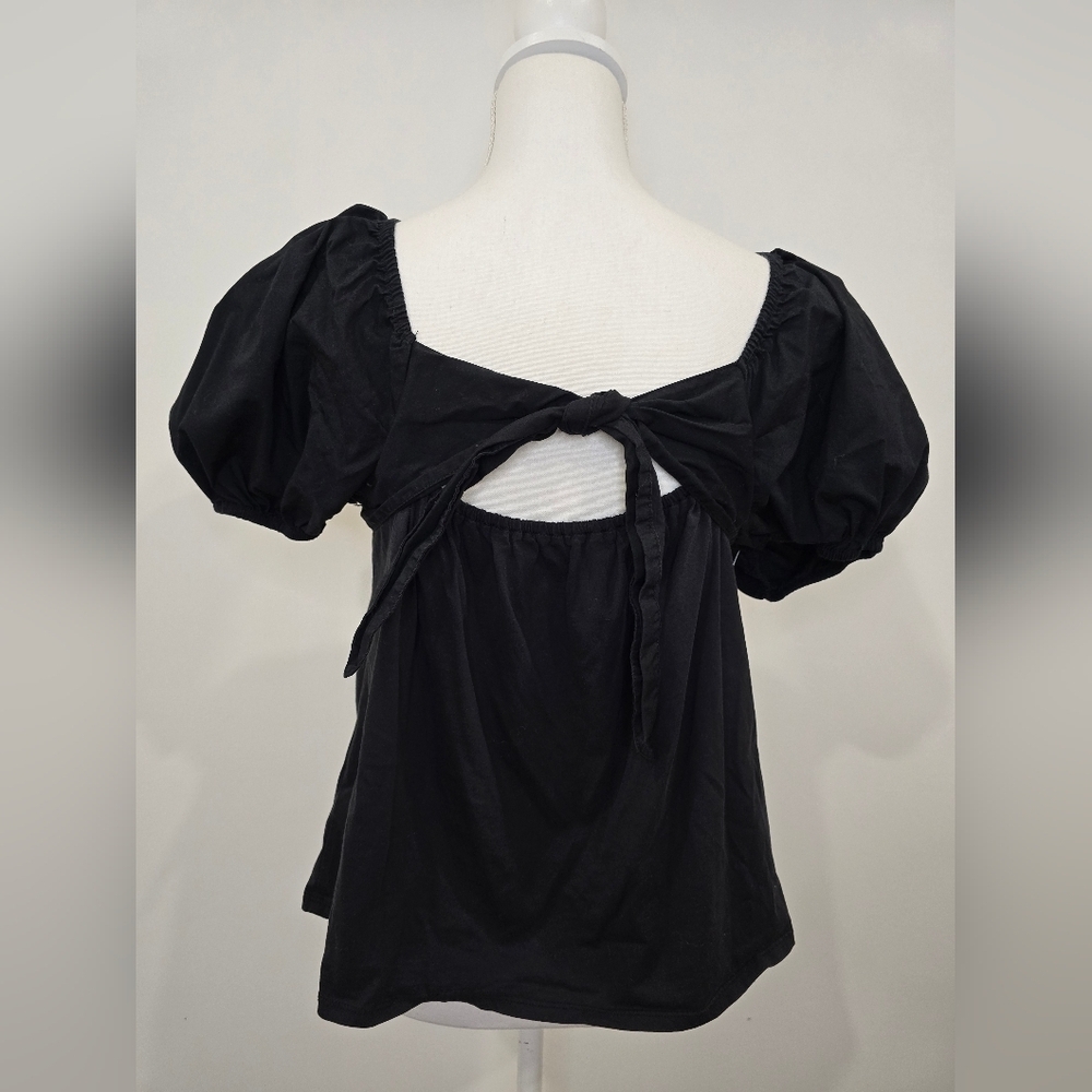 a new day Black Puff Sleeve Blouse - Picture 6 of 7